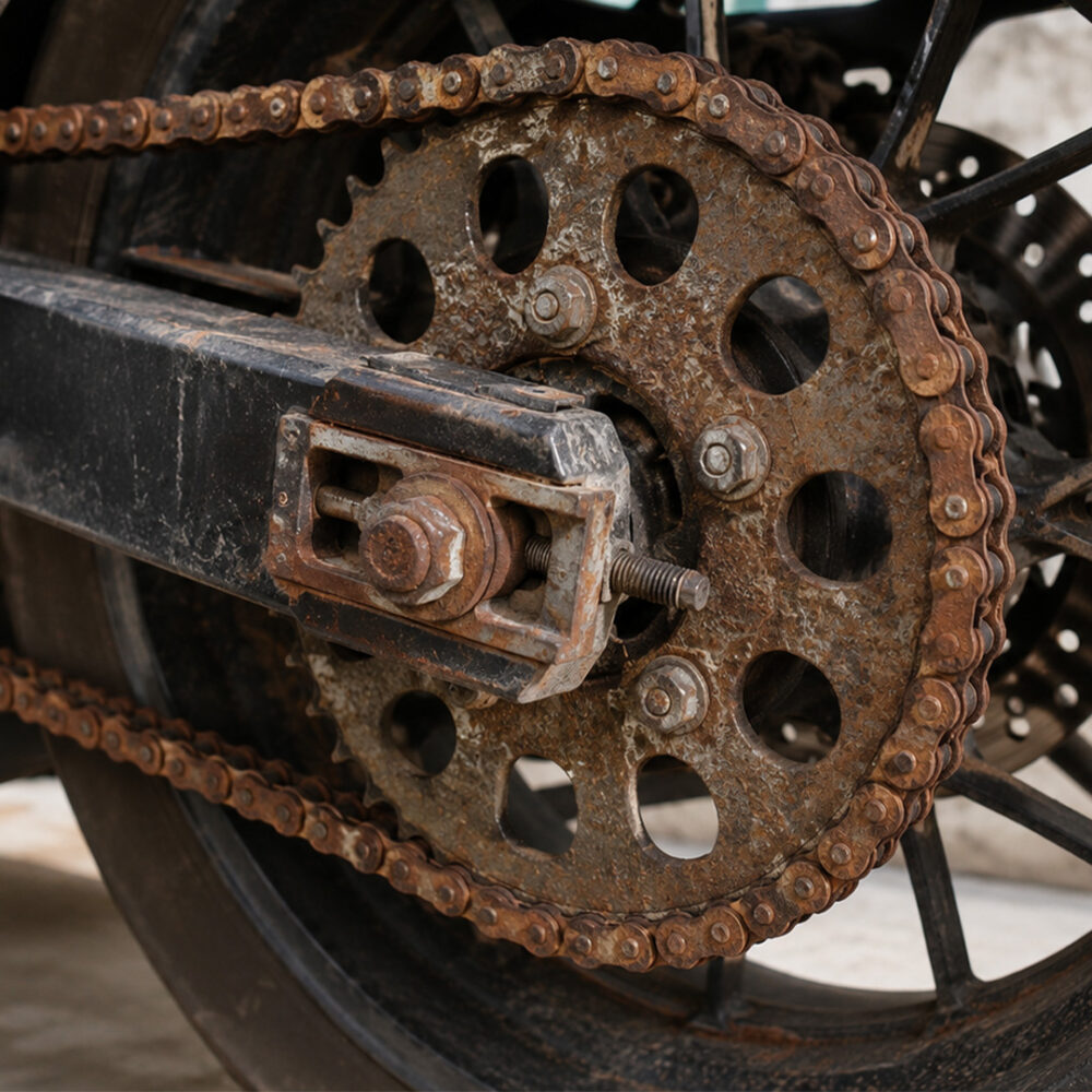 Roestige motor ketting